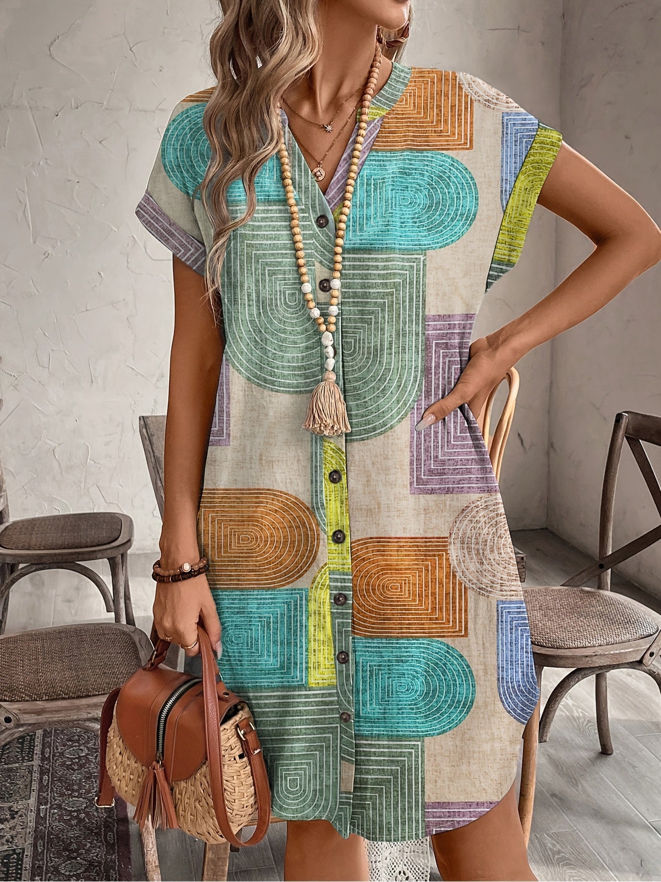 Olivia™ - Colorful Geometric Dress