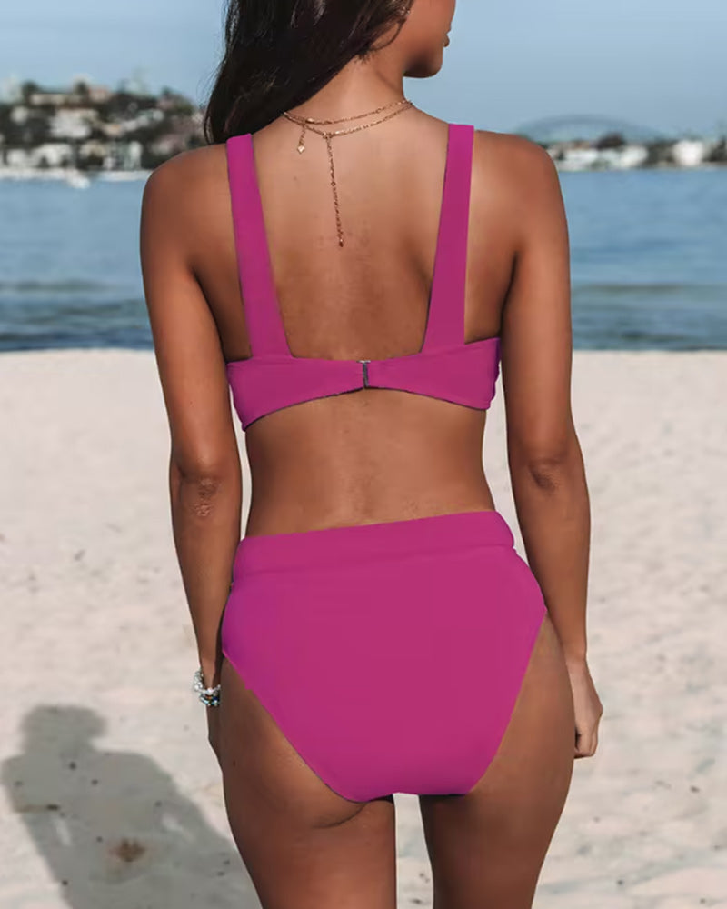 Hilary - High-Waisted One-Piece Swimsuit in Solid Design