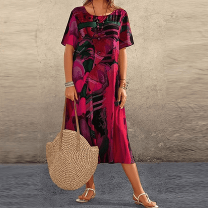 Elizabeth™ | Elegant Floral Art Midi Dress