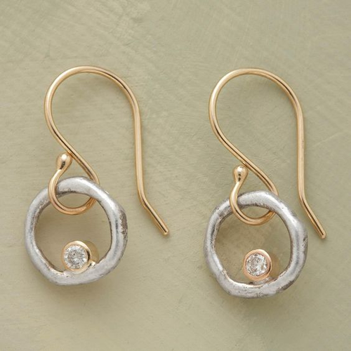 Vintage gold and silver earrings with cubic zirconia