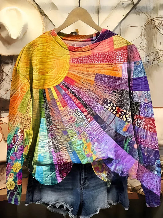 Quirine™ - Colorful Sun Collage Sweater